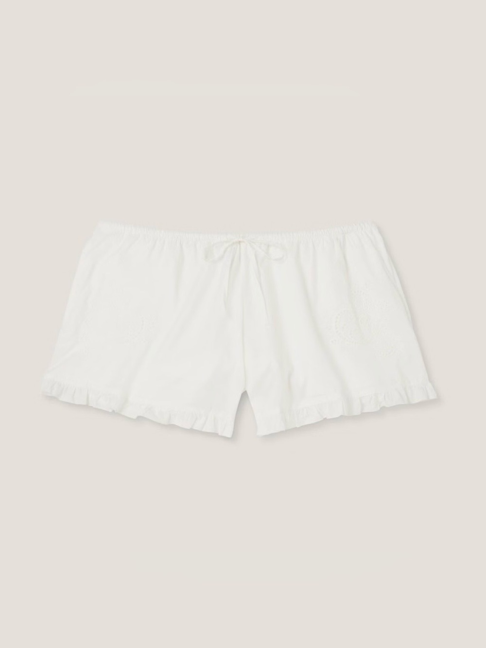 Parke Women's Mid-Rise Woven Drawstring Shorts Cream Embroidery 1X NWT
